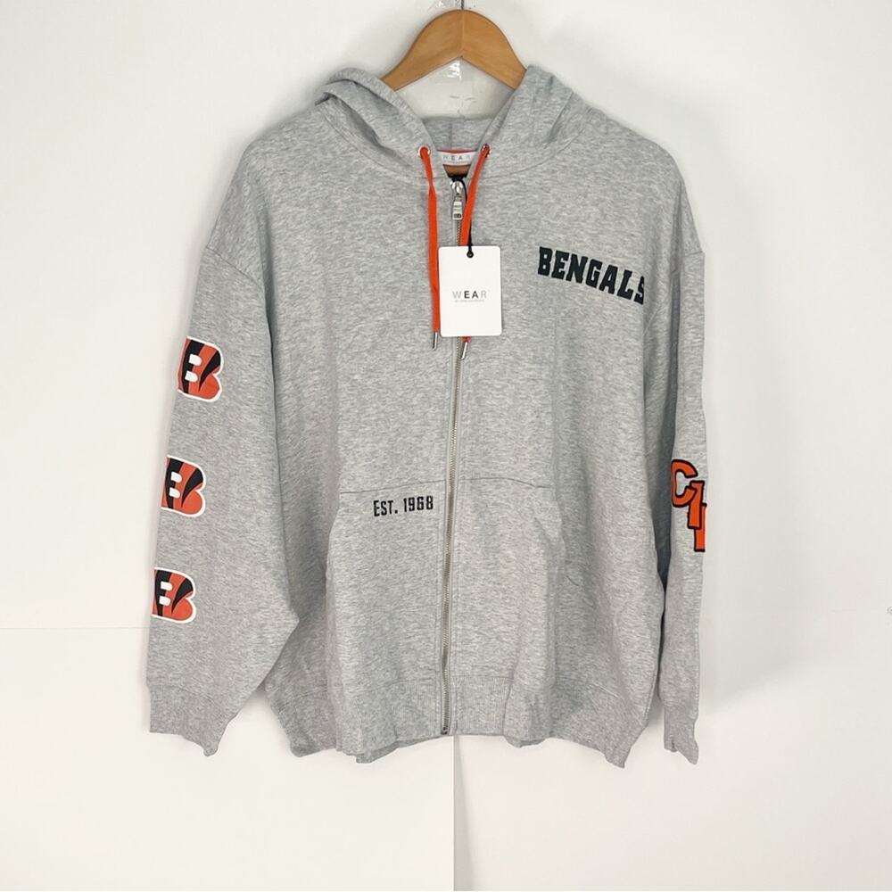 Wear by Erin Andrews Womens NFL Bengals Full Zip Hooded Sweatshirt Size 1X